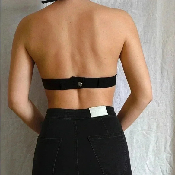 Reworked Black&White Denim Bralette - Picture 3 of 3